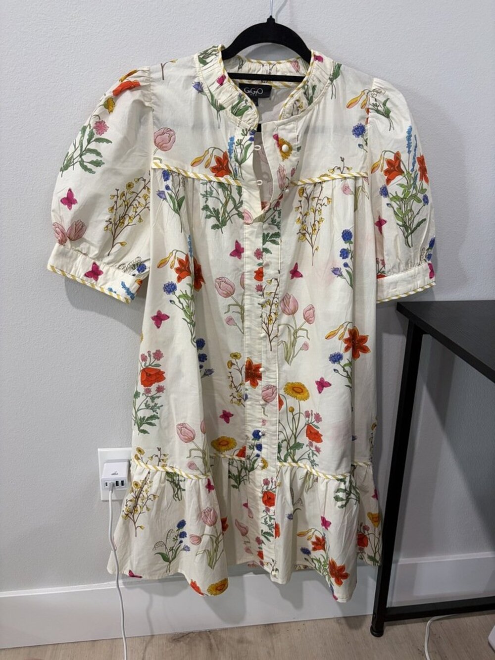 GiGiO Cream Floral Dress